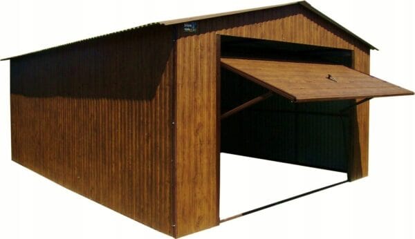 Garaże Blaszane 4x6 Orzech Garaż Blaszak Dwuspad